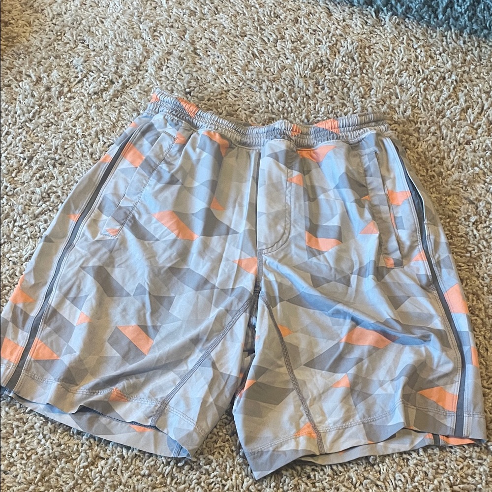 lululemon athletica Men's Athletic Shorts — Light Gray with Peach Accents